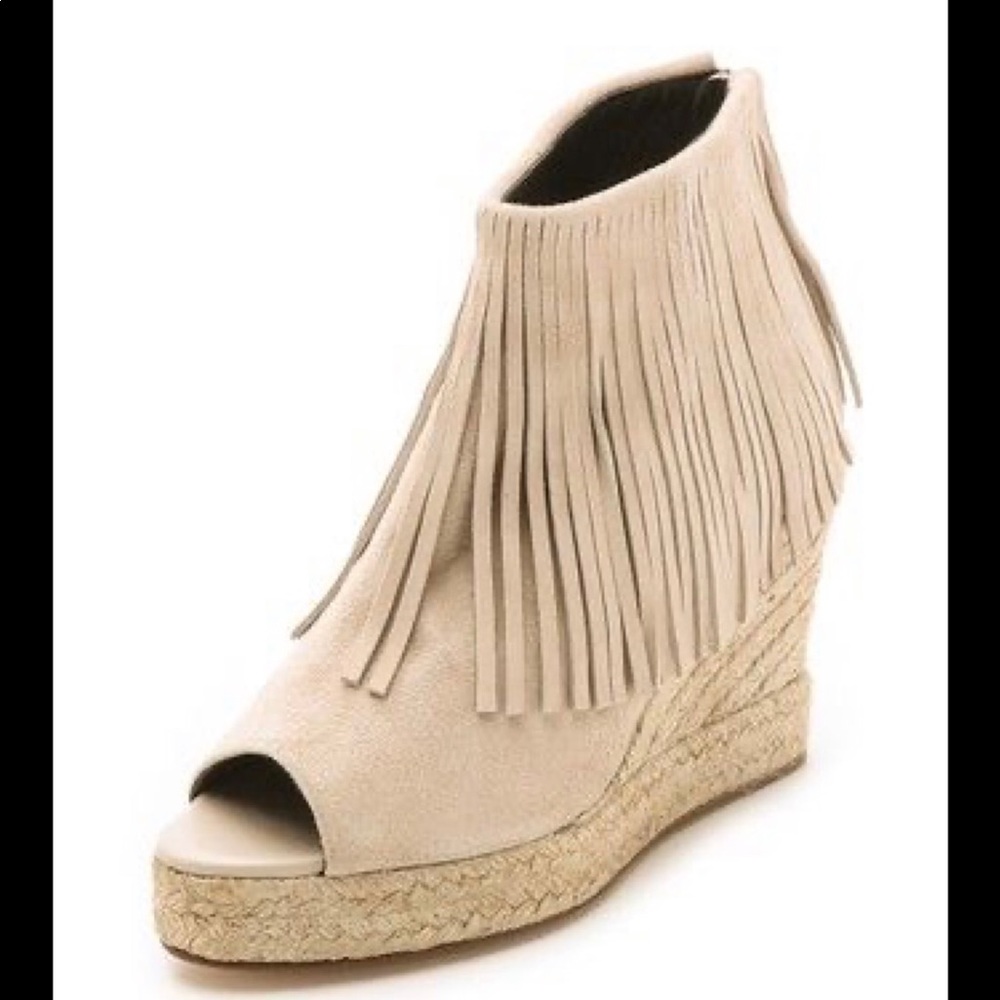 Elyse Walker Fringe Wedge Ankle Booties